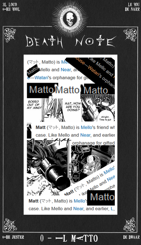 Matt Death Note Il Matto tarot