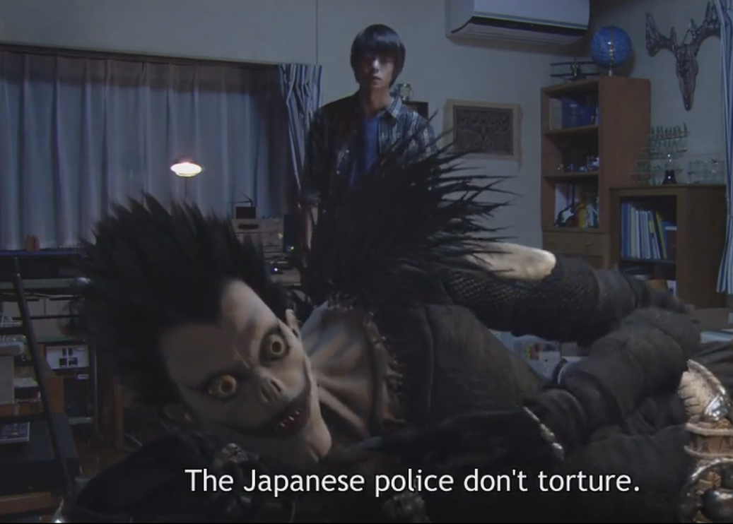 Death Note Ryuk and Kira discuss torture in Japan