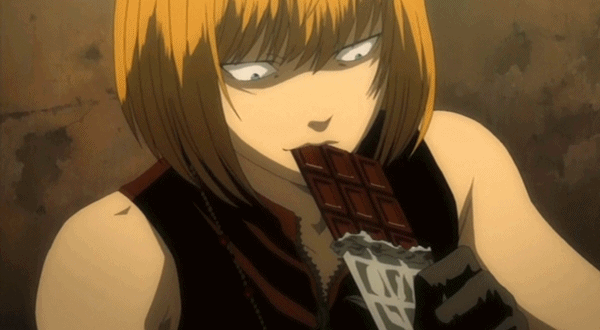 Gif: Death Note's Mello eating chocolate