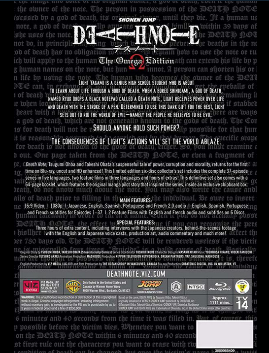 Death Note Omega Edition back cover