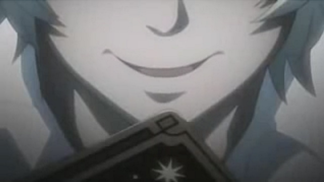 Death Note Near smiles over his tarot card (The Devil)