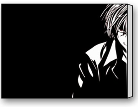 Black and white Light Yagami Death Note canvas art print