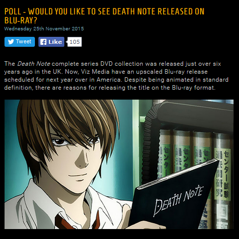 Manga UK Death Note Blu-Ray poll.   