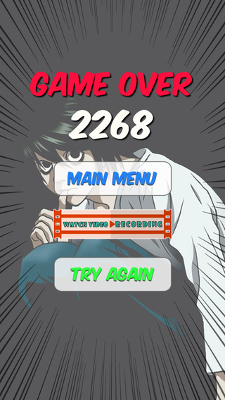 Game Over in Death Note Apple app 2048