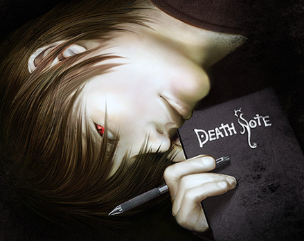 Detail from Nell Fallcard's Light Yagami portrait