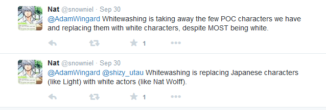 Tweets accusing Adam Wingard of whitewashing Light Yagami 13
