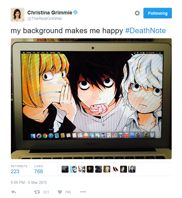 Christina Grimmie Death Note computer background