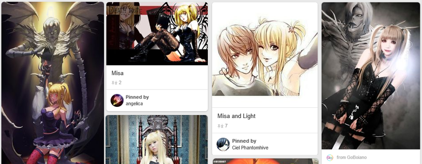 Misa Amane pins on Death Note Pinterest community board dedicated to Misa Misa