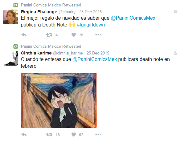 Panini Comics Mexico Death Note Xmas day retweets