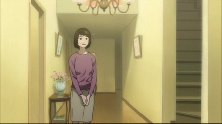Sachiko Yagami Light's mother waiting for him to return with his results